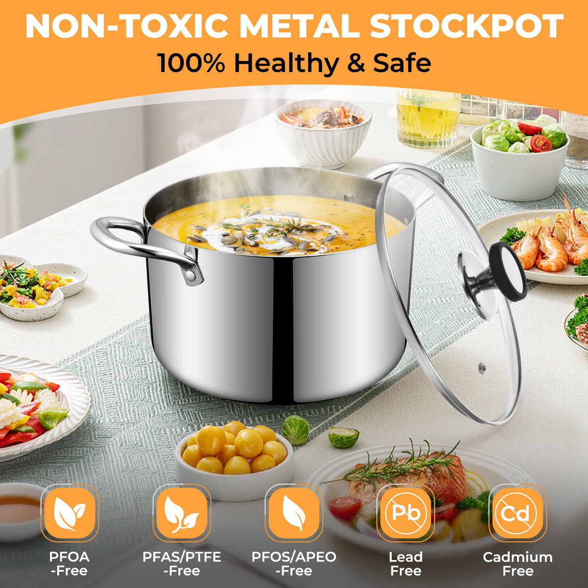 EWFEN 8-quart pot ideal for soups, pasta, and hearty stews.