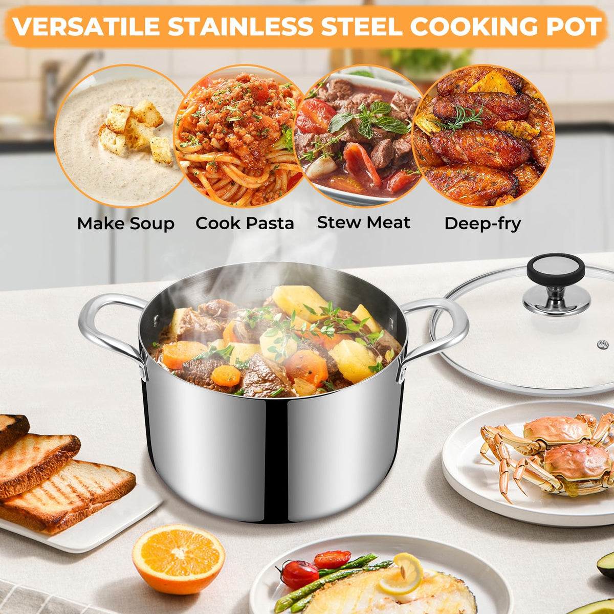 EWFEN stock pot is oven-safe up to 500°F for finishing dishes.
