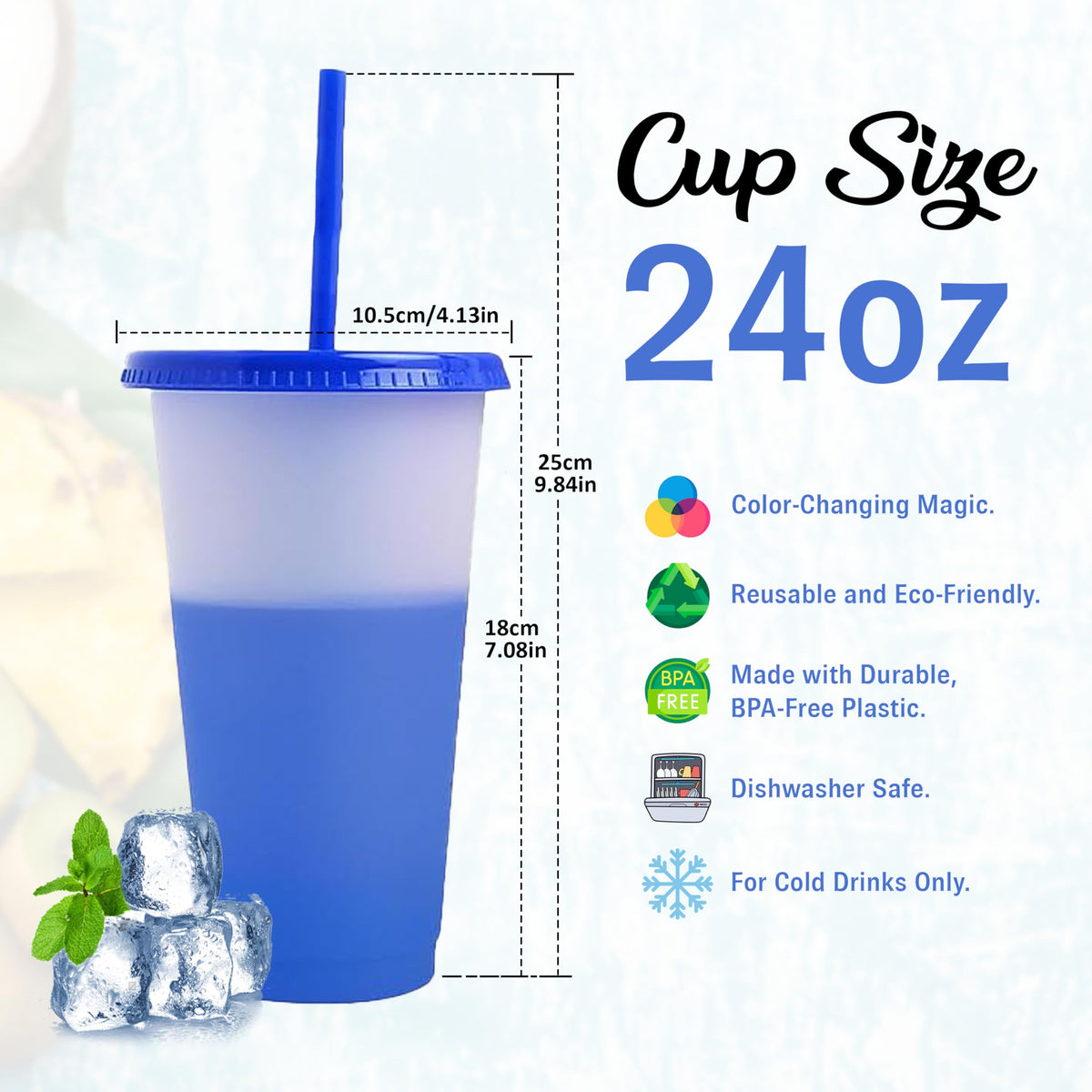 EXITOGLOBAL color-changing cups with lids and straws in a 19-color set for celebrations.