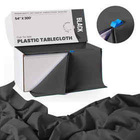 Exquisite black vinyl tablecloth with glossy finish for elegant tables.