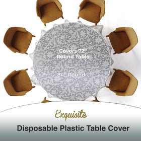 Exquisite disposable round tablecloth 84-inch 6-pack for easy cleanup after parties