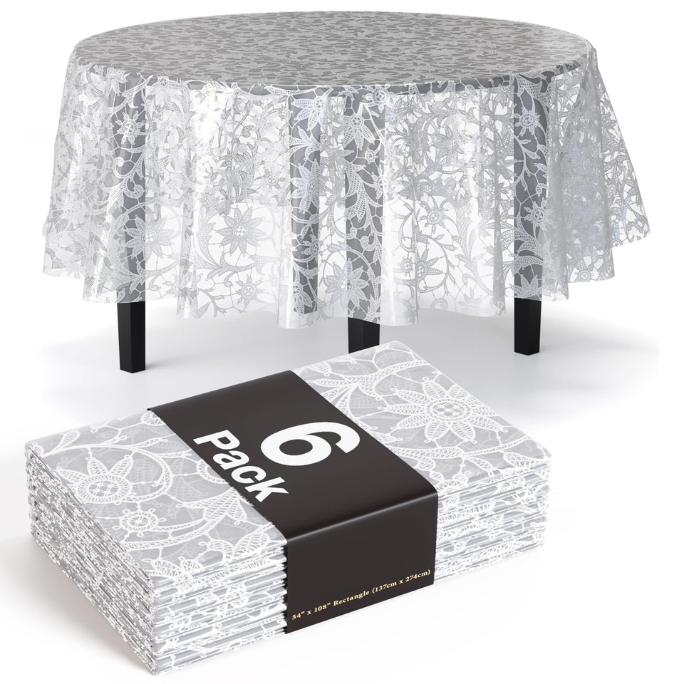 Exquisite lace round tablecloth 84-inch clear cover for elegant events