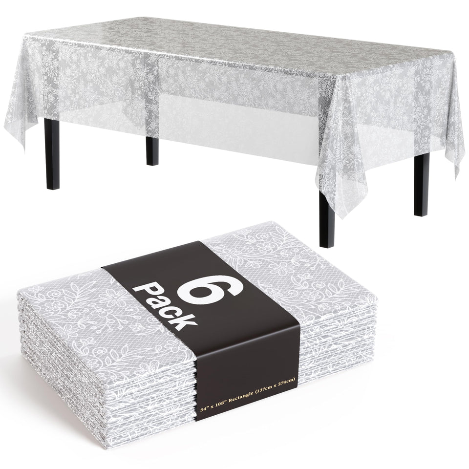 Exquisite lace table cloth rectangle 54x108 in a 6-pack protects surfaces
