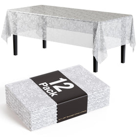 Exquisite lace table cloth rectangle 54x108 in clear plastic protects surfaces during events