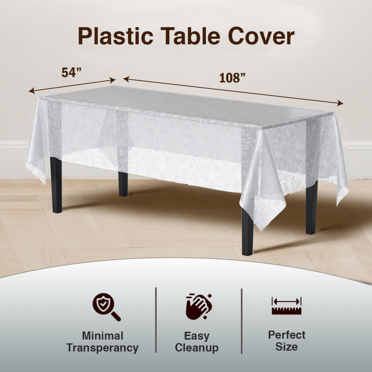 Exquisite lace table cloth rectangle 54x108 with white floral pattern enhances decor