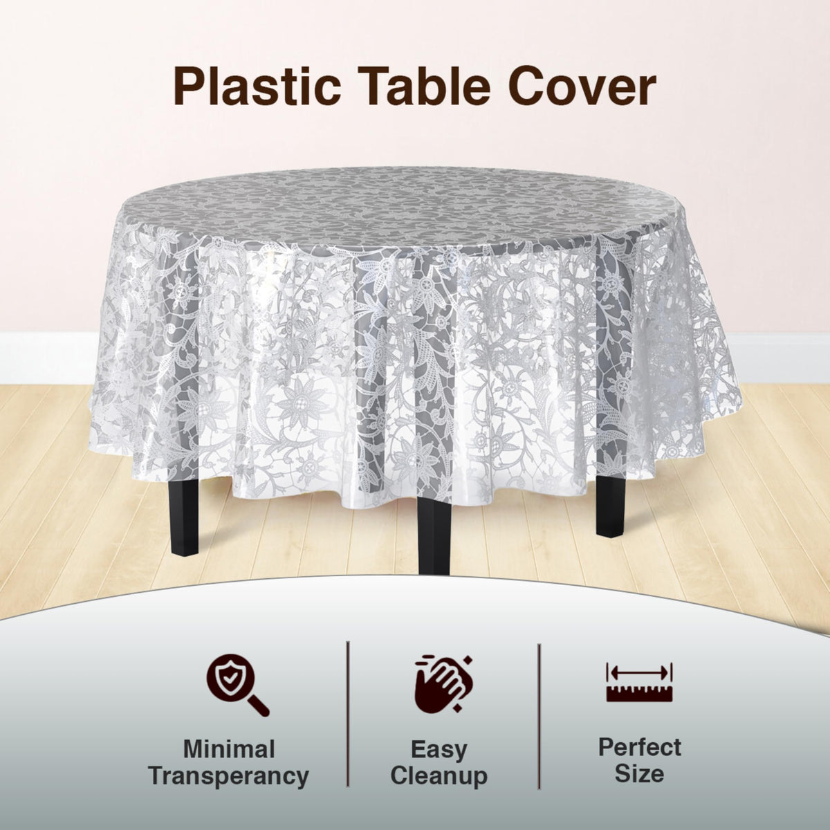 Exquisite lace round cover disposable for easy cleanup after events.