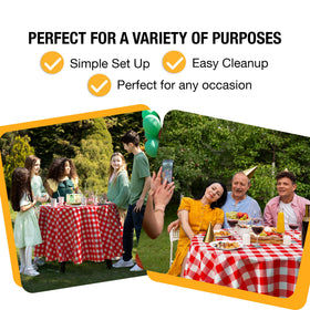 Exquisite round table cover ideal for outdoor dining and barbecues with spill protection.