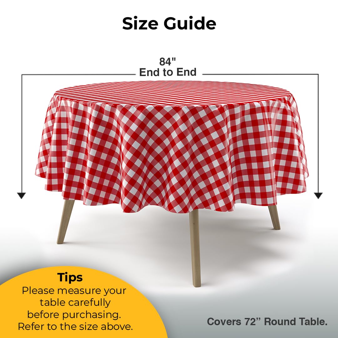 Exquisite spillproof red gingham cover protects surfaces during a casual gathering.