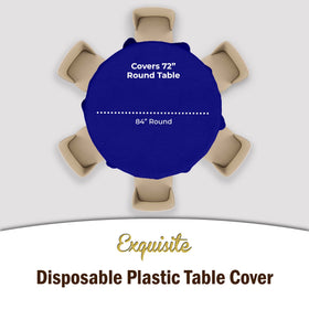 Exquisite navy round tablecover designed for 7-foot tables