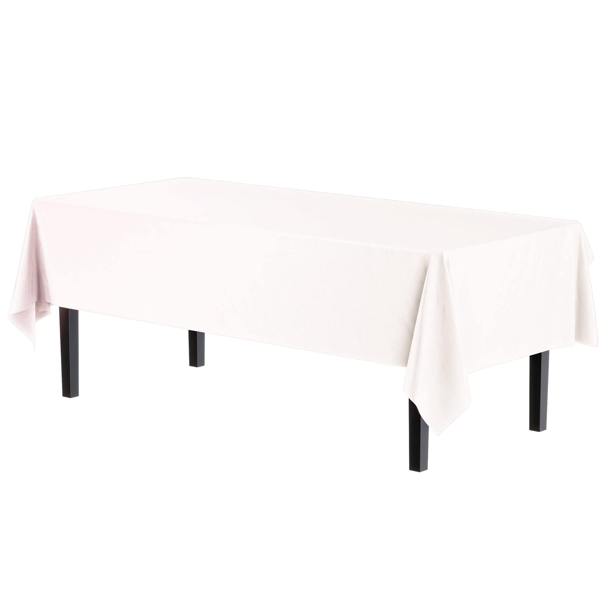 Exquisite tablecloth 54x108 white in packaging; convenient disposable option.