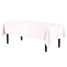 Exquisite tablecloth 54x108 white in packaging; convenient disposable option.