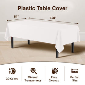 Rolled Exquisite tablecloth 54x108 white; quick cleanup after events.