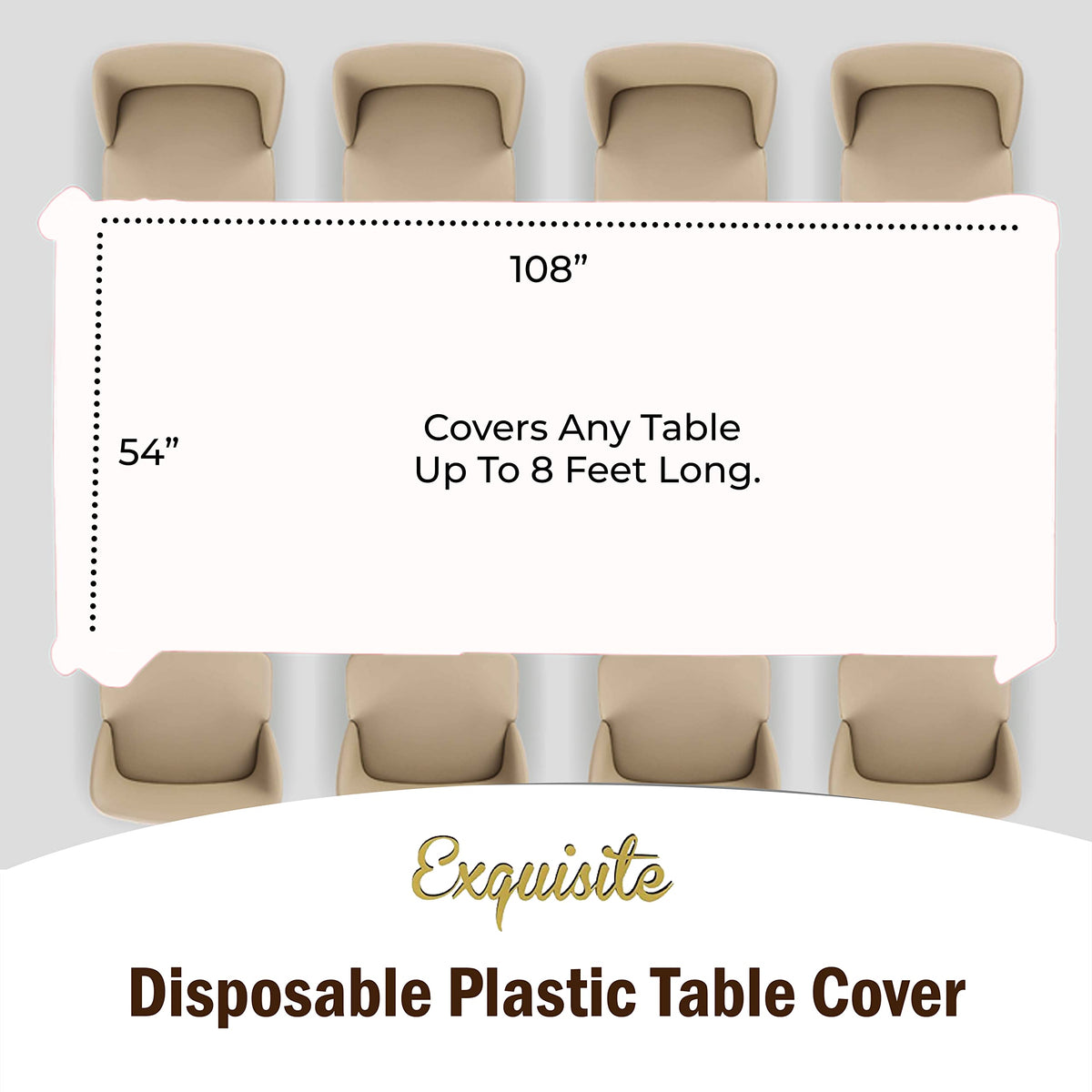 Exquisite 54x108 white rectangle tablecloth on dining table.