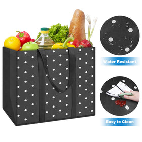 Fab totes reinforced seams enhance durability for heavy groceries.