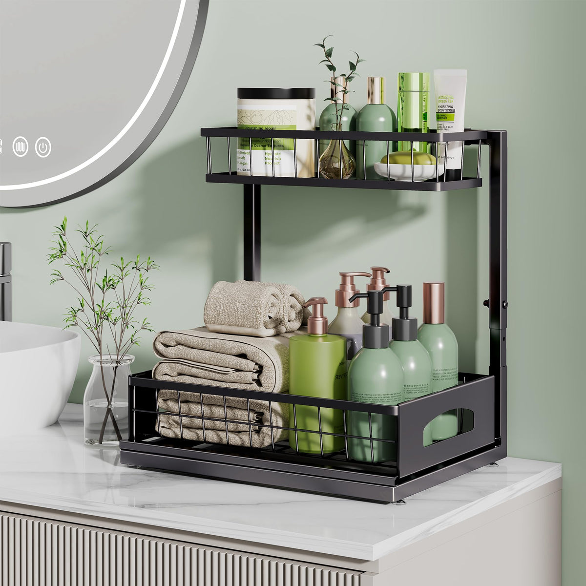 Fabutier under sink organizer durable metal construction resists bending