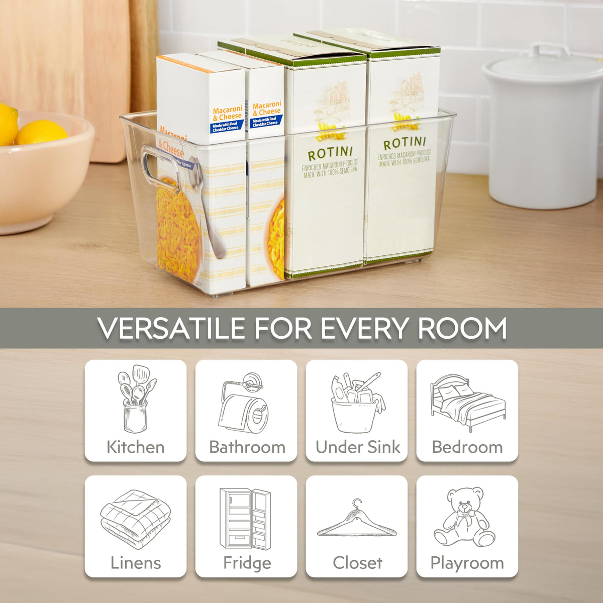 FAIRHOME transparent storage bins keep contents visible for easy planning