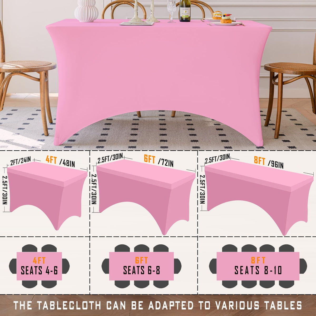 Famstar soft durable stretch material withstands busy event wear.