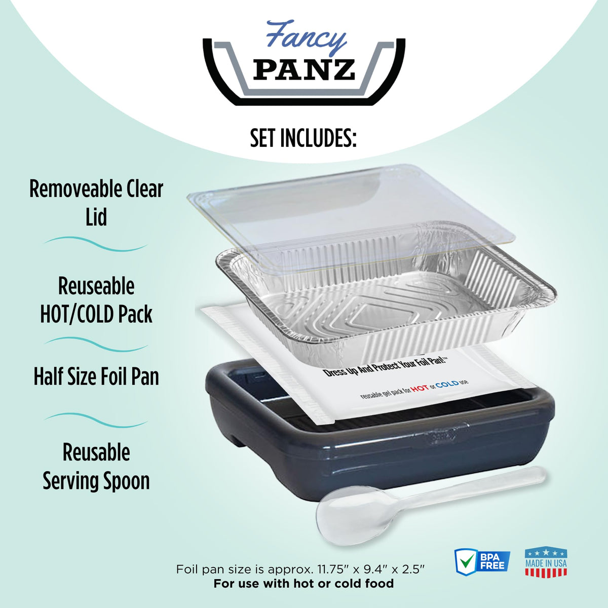 Fancy Panz serving spoon included for convenient self-serve presentation.