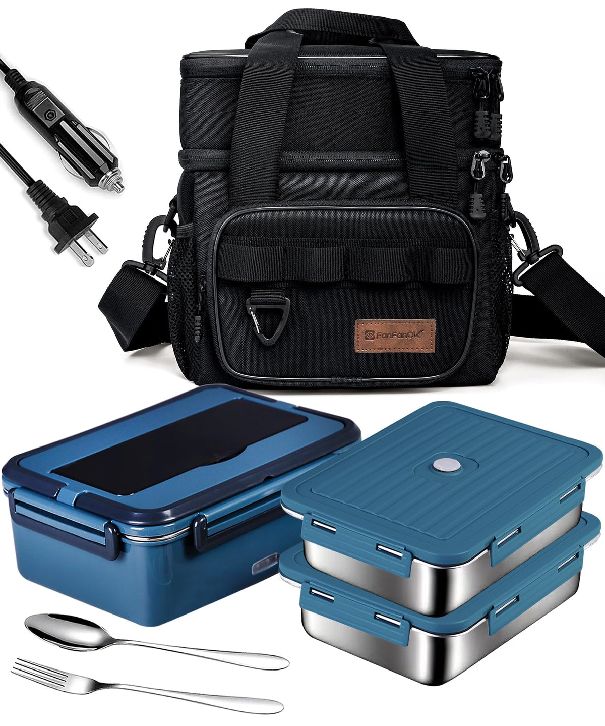 FanfanOK electric lunch box with flat design for quick, even heating on the go.