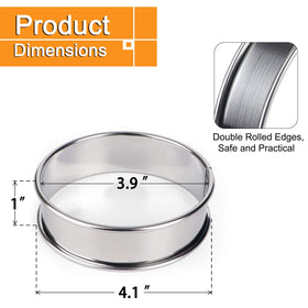 FANGSUN stainless steel crumpet rings with durable double rolled edges.