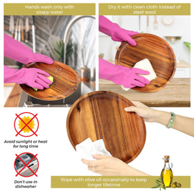 FANICHI wooden plates require hand washing and quick drying to protect wood