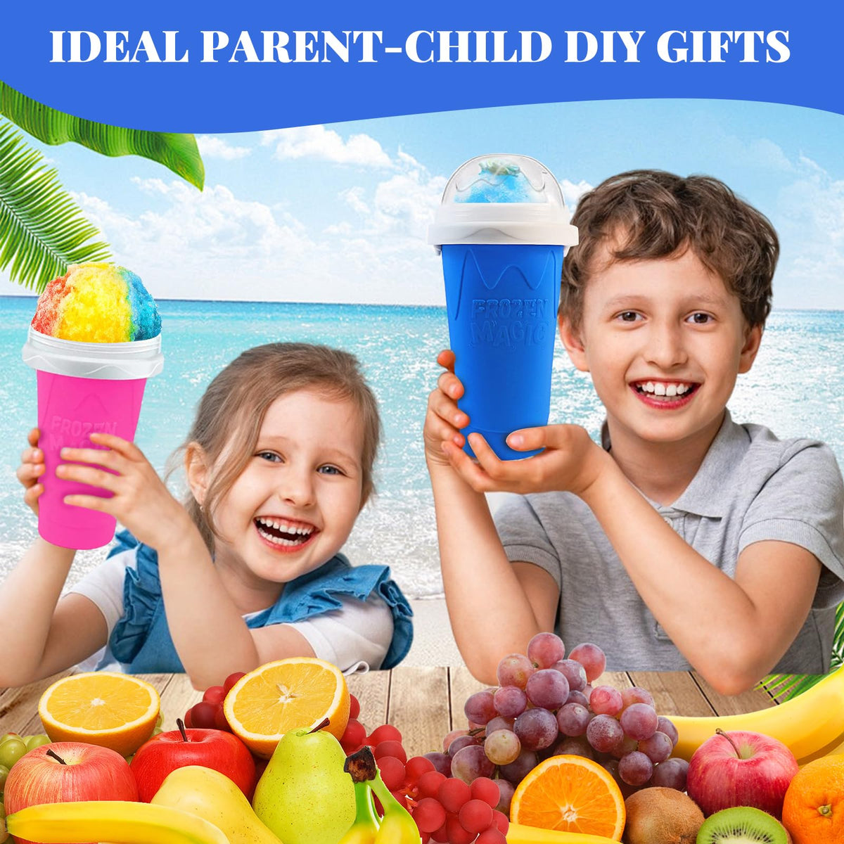 Fans-One Slushie Cup used with juice, milk, or yogurt for versatile cold treats.