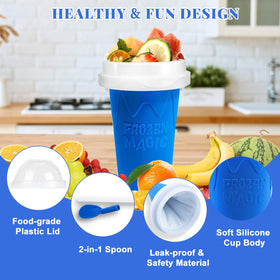 Fans-One slushie cup squeeze-action for quick, easy slushies