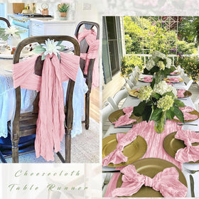 FANTEKE 17x108 cheesecloth runner on wedding table creates elegant ambience