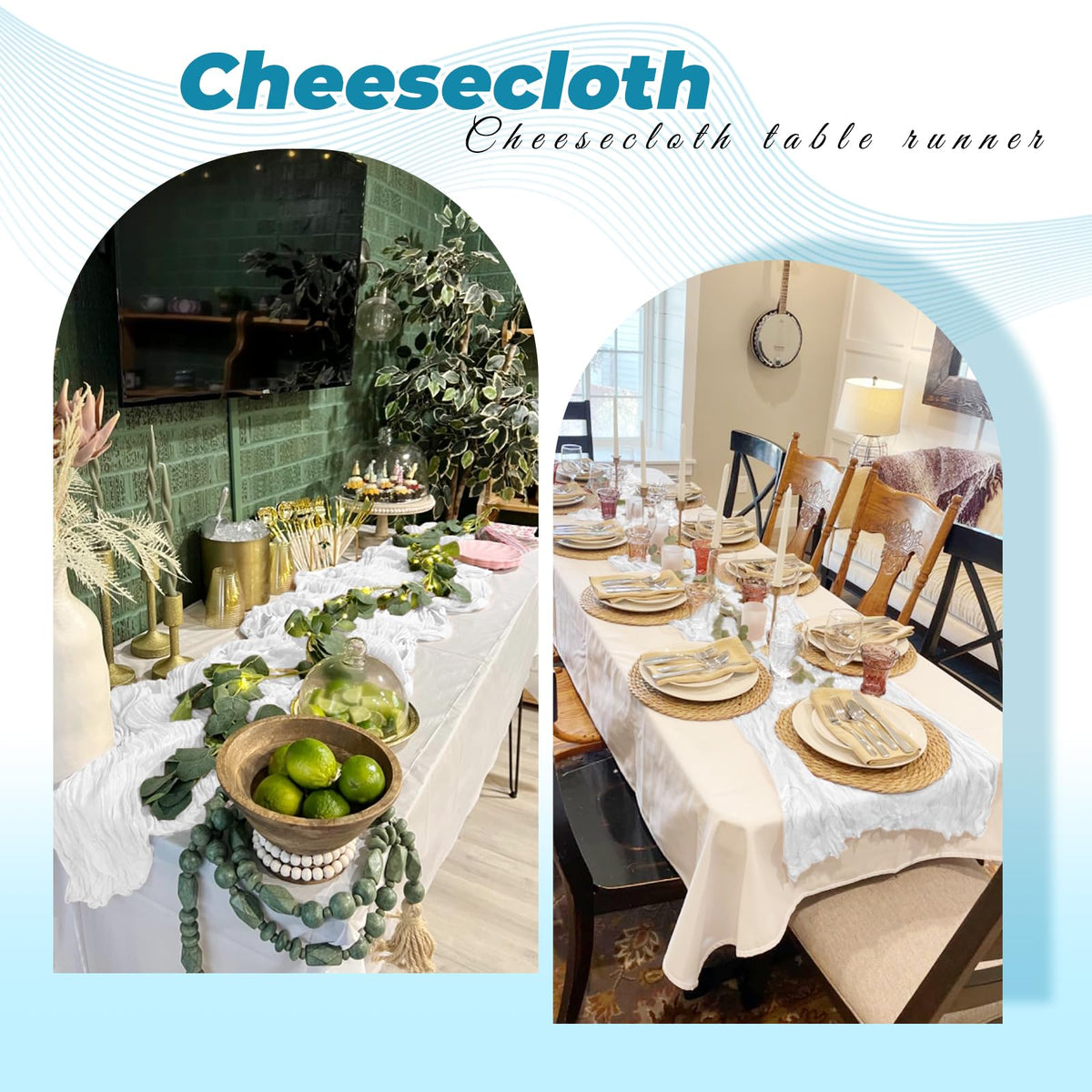 FANTEKE table runner used as chair ties for event seating