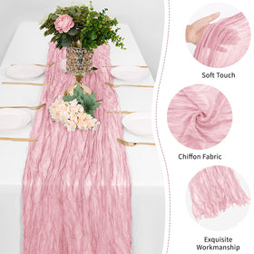 FANTEKE cheesecloth runner shown as dining-table decor and versatile chair tie