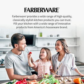 Farberware bamboo cutting board texture closeup showing durable natural grain.
