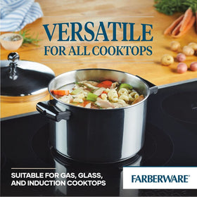 Farberware Classic cookware is dishwasher-safe except for nonstick frying pans.