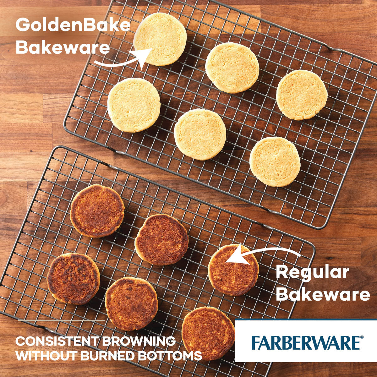 Farberware nonstick coating close-up highlighting easy release.