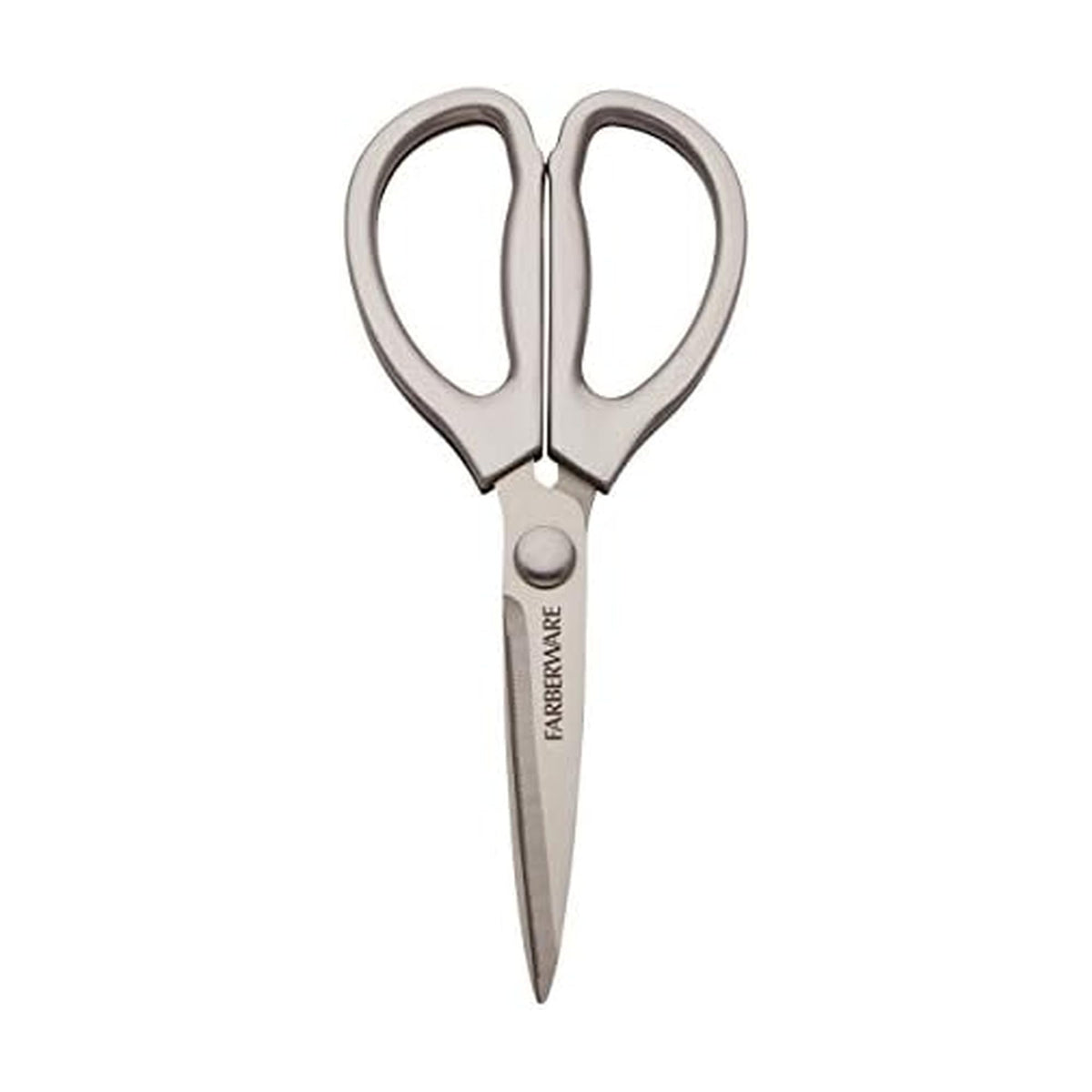 Farberware scissors blade close-up showing ultra-sharp edge for precise kitchen tasks.