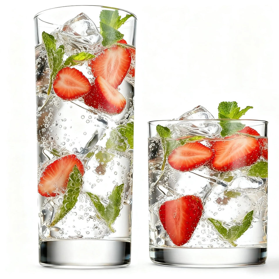 Farielyn-X 14oz tall glasses showcase crystal clarity for everyday water or juice.