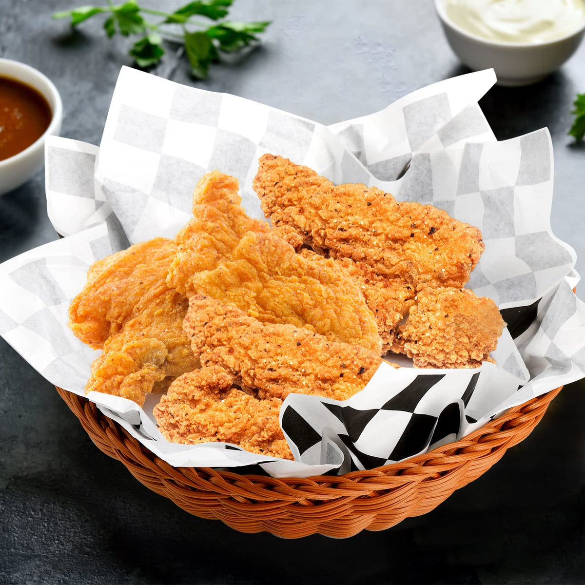 Fasmov basket liner ideal for fast-food service.