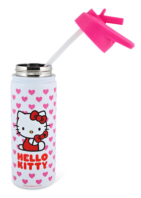 Hello Kitty school lunch bottle, slim profile fits lunch bags.