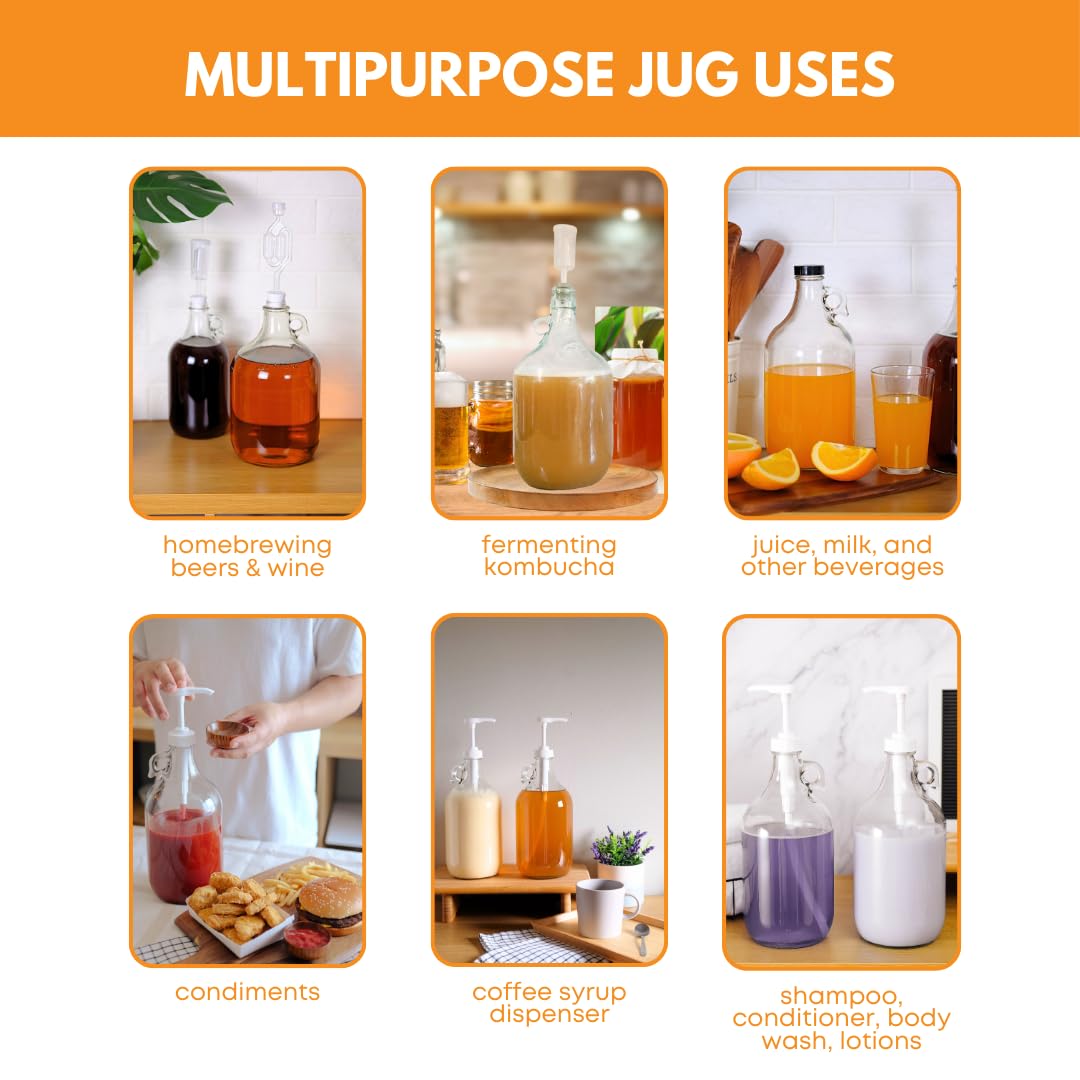 FastRack 1 gallon glass jug with handle ideal for kitchen or laundry organization.
