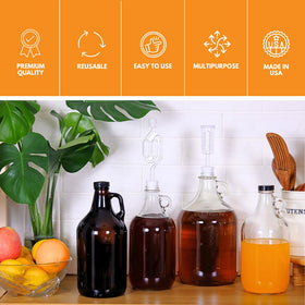 FastRack clear half-gallon glass jug with handle for easy pouring.
