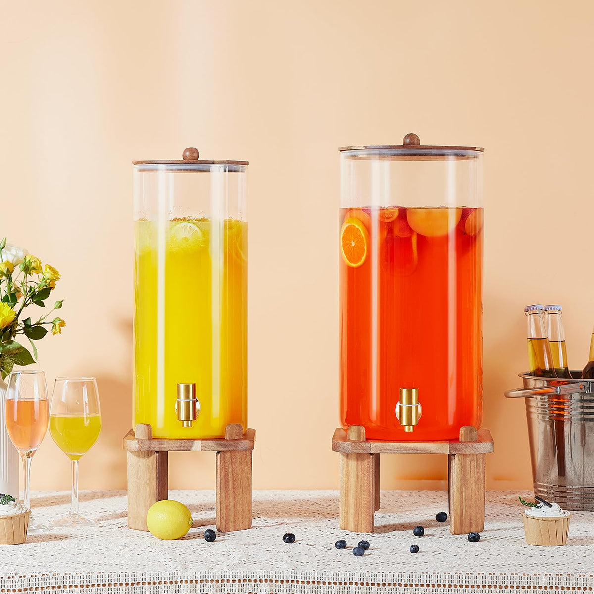 FavorFlavor party-ready beverage station setup for lemonade and sun tea