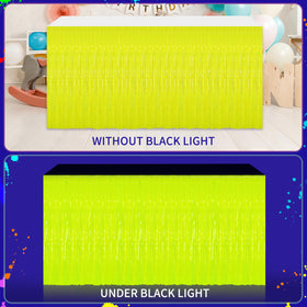 Fayoo glow neon green table skirt luminous under blacklight for rave setups.