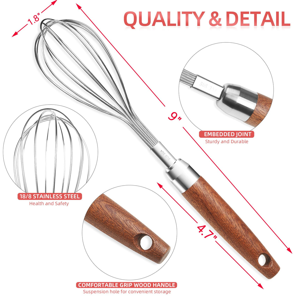 FDEYIQ stainless steel wires whisk eggs smoothly with less mess.