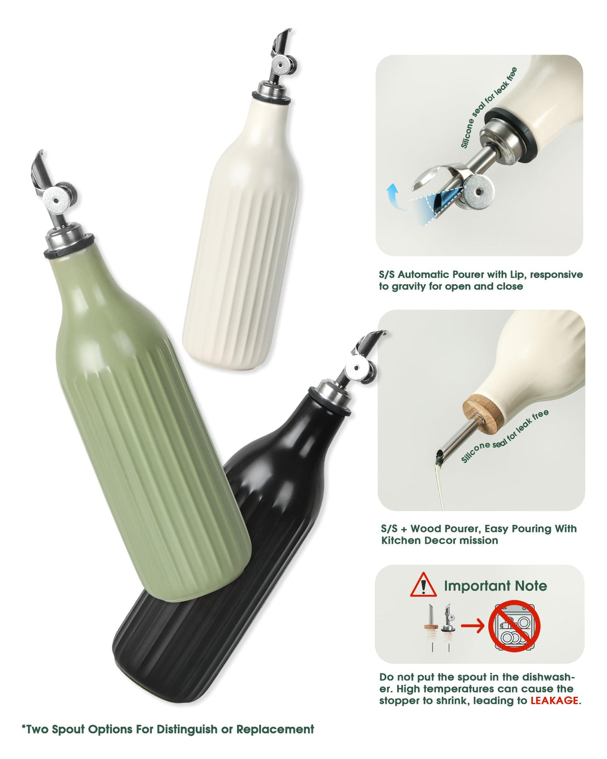 FE FUN ELEMENTS opaque ceramic bottle protects oil from light for freshness