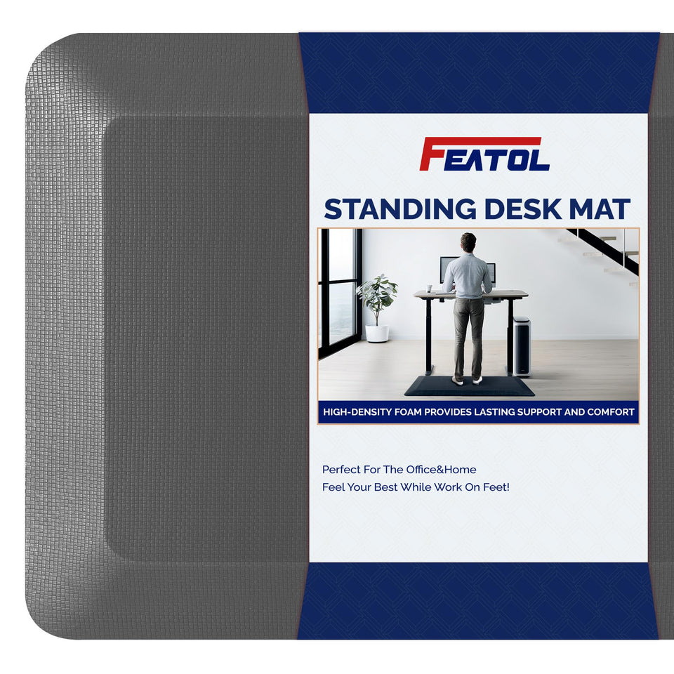 FEATOL anti-fatigue mat with 9-10 inch thickness for extended standing comfort.