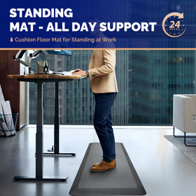 FEATOL anti-fatigue mat with non-slip bottom and beveled edges for stability.