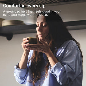 Fellow Pirch glass depicted as microwave-safe for reheating drinks