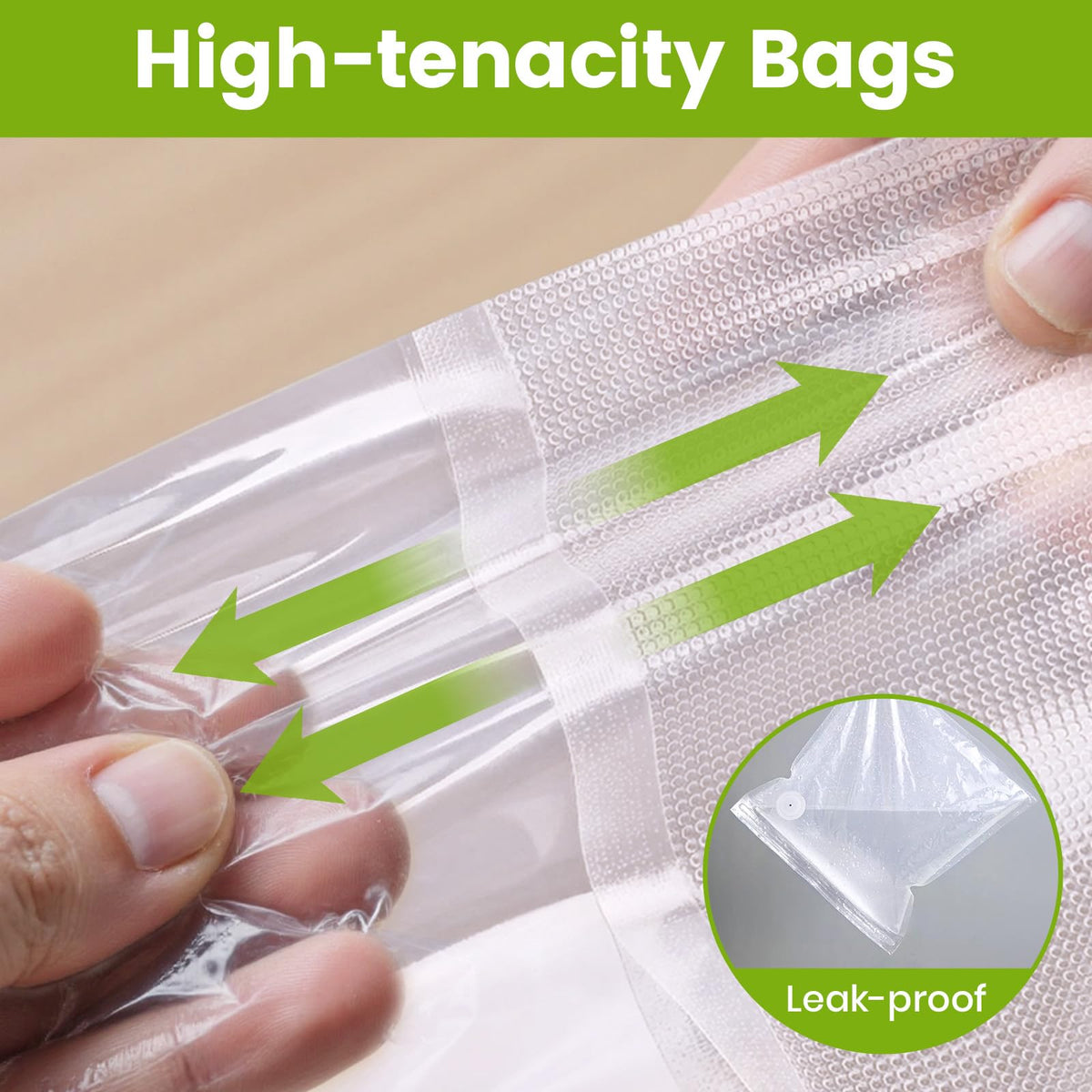 FEPPO vacuum bag preserves meat freshness with airtight seal in fridge.