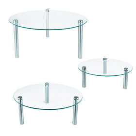 FESTLOVE 8-inch round tempered-glass cake stand for elegant dessert tables.