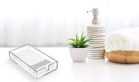 Fete acrylic napkin holder elegant kitchen accessory enhances dining ambiance.