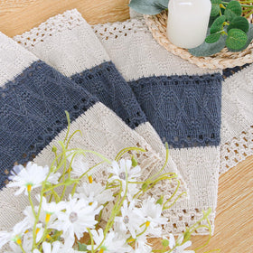 FEXIA boho table runner draped on dining table with soft, elegant drape.